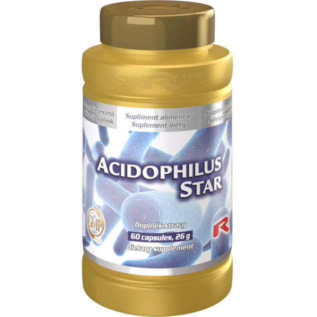 Acidophilus Star probiotic supplement with 60 capsules supporting healthy intestinal microflora and digestion