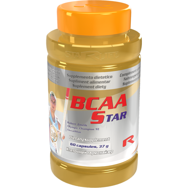 BCAA Star dietary supplement bottle with 60 capsules for muscle support and recovery