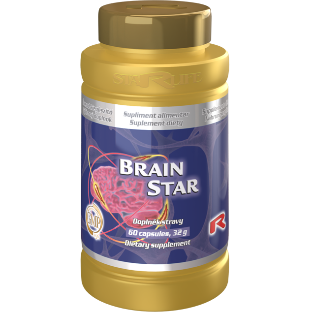 Brain Star dietary supplement bottle with 60 capsules for brain health and cognitive support