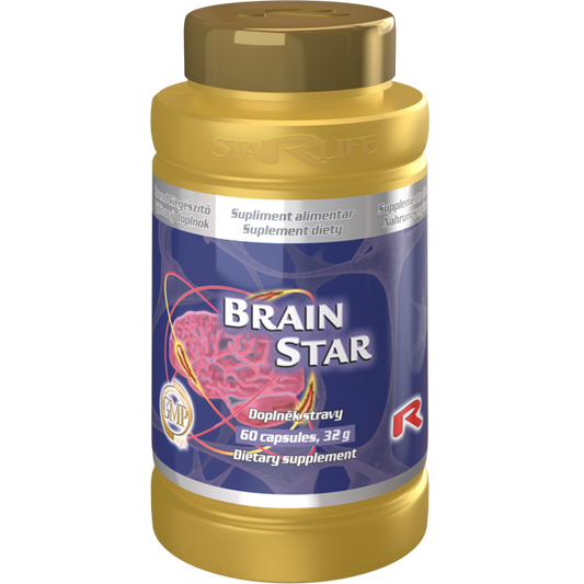 Brain Star dietary supplement bottle with 60 capsules for brain health and cognitive support