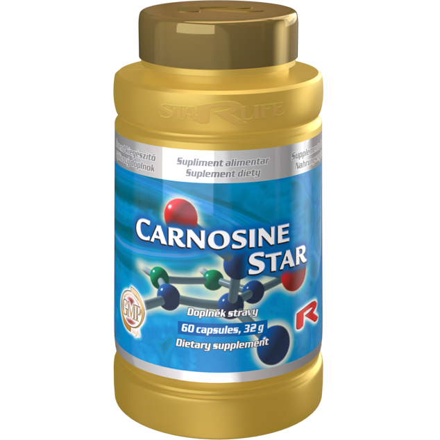 Carnosine Star dietary supplement bottle with 60 capsules for anti-aging and antioxidant support