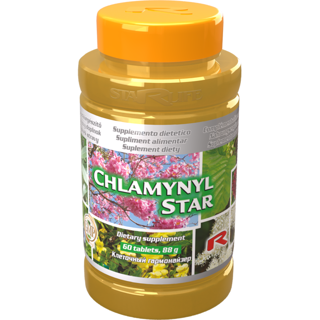 Chlamynyl Star dietary supplement bottle for chlamydia and infection support, 60 capsules