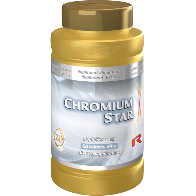 Chromium Star dietary supplement bottle with 120 tablets supporting blood sugar and metabolism balance
