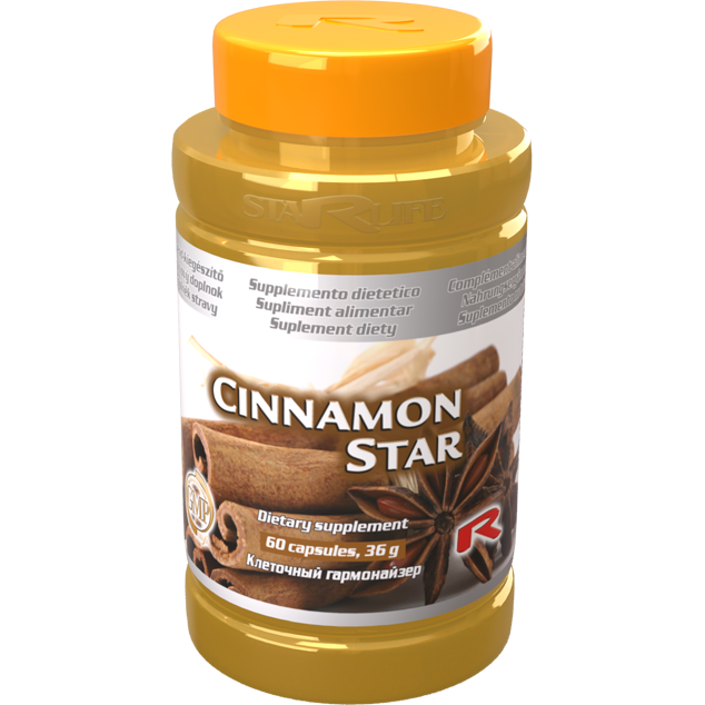 Bottle of Cinnamon Star dietary supplement with 60 capsules for digestive and metabolic support