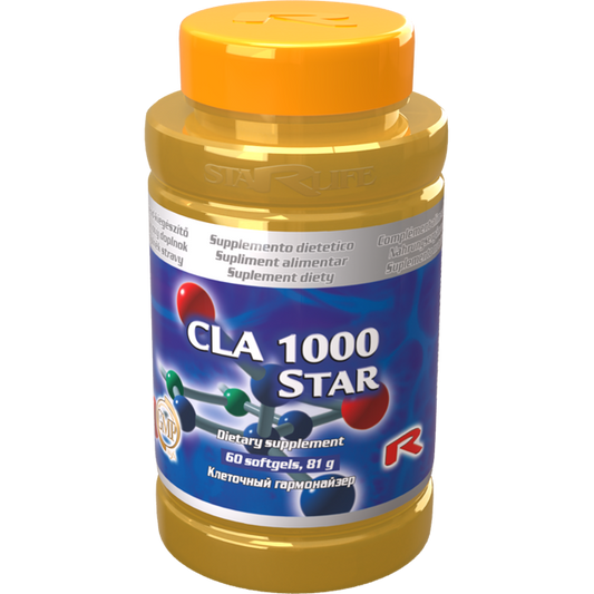 CLA 1000 Star dietary supplement with conjugated linoleic acid for fat degradation and muscle support, 60 softgels