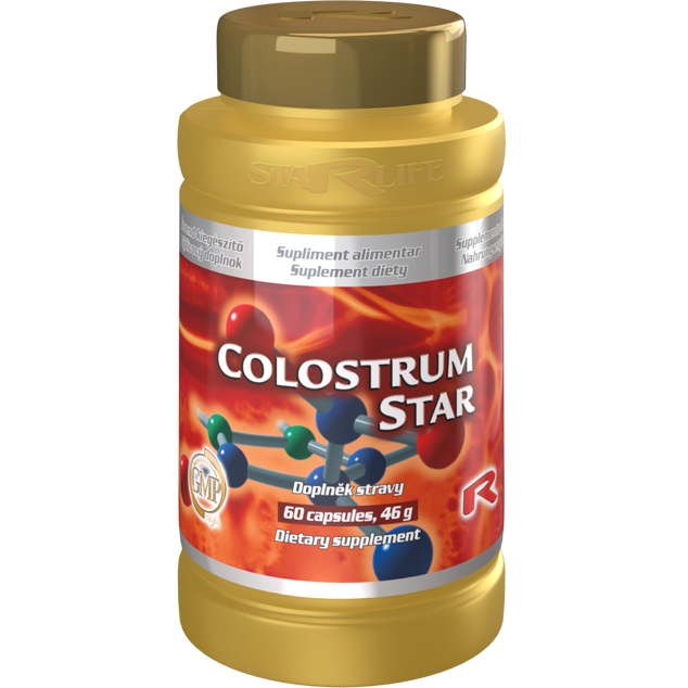 Colostrum Star dietary supplement bottle with 60 capsules supporting immune system and body regeneration
