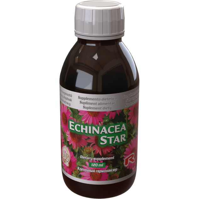 Echinacea Star dietary supplement bottle 120ml with purple coneflower extract and vitamins for immune support