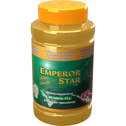 Emperor Star dietary supplement bottle with 60 tablets for immune support and stress relief