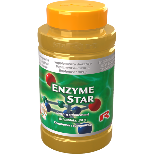 Enzyme Star dietary supplement bottle with digestive enzymes for digestion support, 60 capsules