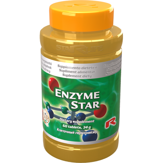 Enzyme Star dietary supplement bottle with digestive enzymes for digestion support, 60 capsules