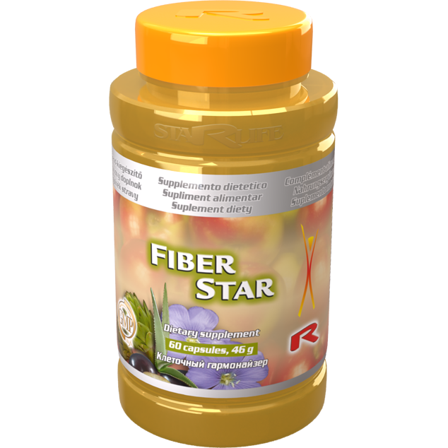 Fiber Star herbal fiber supplement bottle with 60 capsules for digestive health and cleansing