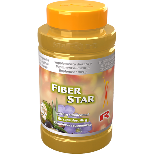 Fiber Star herbal fiber supplement bottle with 60 capsules for digestive health and cleansing