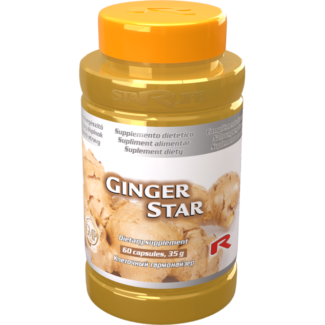 Ginger Star dietary supplement bottle with 60 capsules for digestion and circulation support