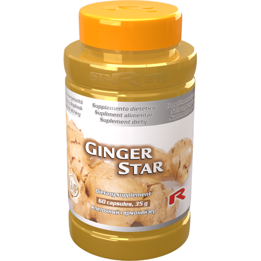 Ginger Star dietary supplement bottle with 60 capsules for digestion and circulation support