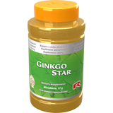 Ginkgo Star dietary supplement bottle with 60 tablets containing Ginkgo Biloba extract for improved blood flow and mental performance
