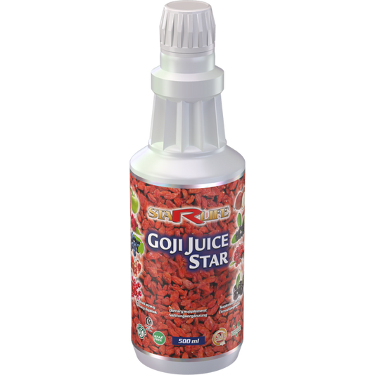 500ml bottle of Goji Juice Star with antioxidant and immunity support from goji berry and mixed fruit extracts