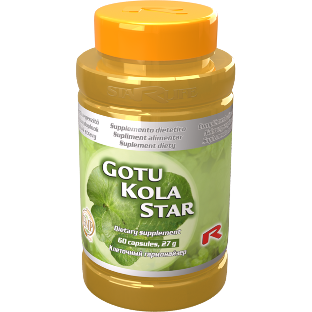 Gotu Kola Star dietary supplement bottle with 60 capsules for brain and circulatory support