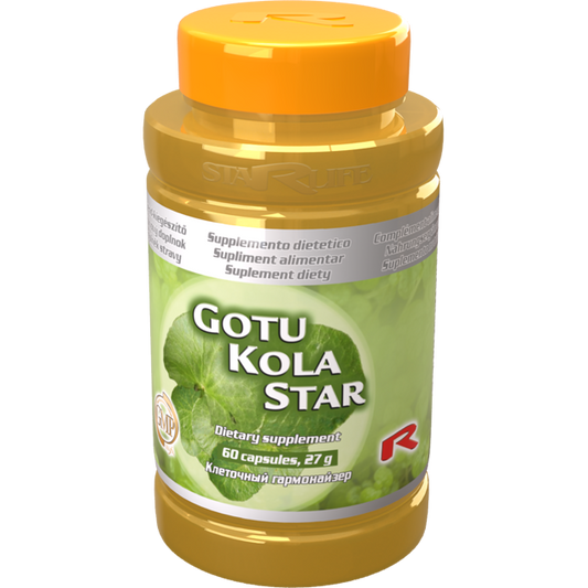 Gotu Kola Star dietary supplement bottle with 60 capsules for brain and circulatory support