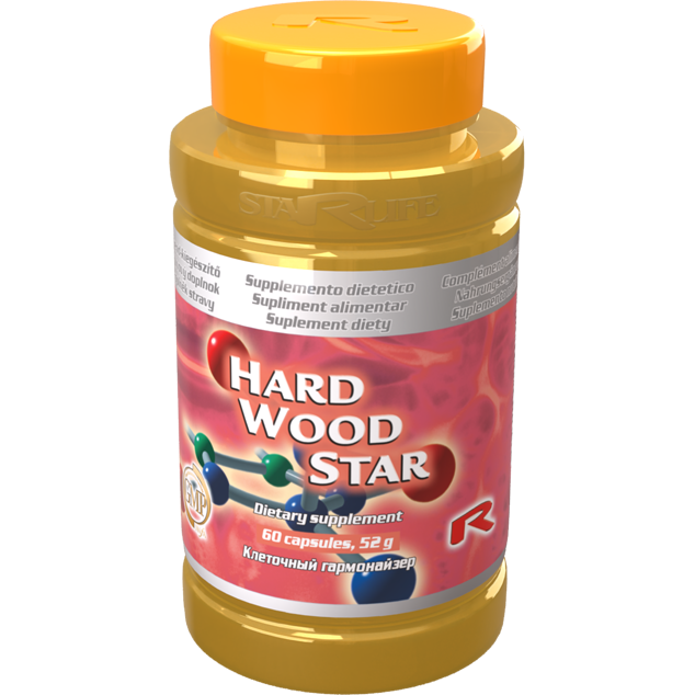 Hard Wood Star dietary supplement bottle with Tribulus for male libido and erection support, 60 capsules