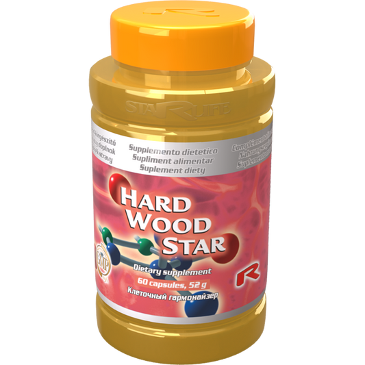 Hard Wood Star dietary supplement bottle with Tribulus for male libido and erection support, 60 capsules