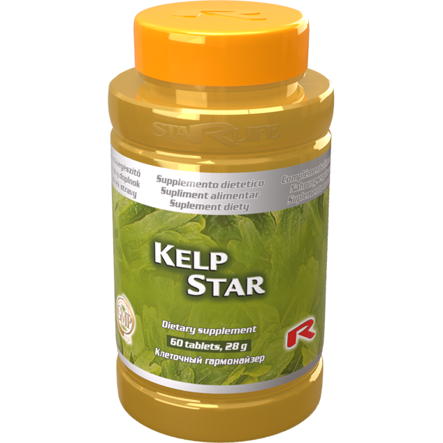 Kelp Star dietary supplement bottle with 60 tablets for iodine and metabolism support