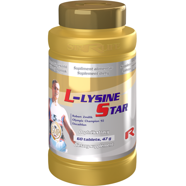 L-Lysine Star dietary supplement bottle with 60 tablets for muscle and tissue support