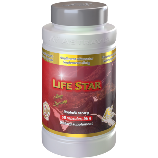 Life Star dietary supplement bottle with Polygonum multiflorum for anti-aging and energy enhancement, 60 capsules