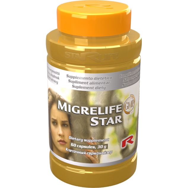 Migrelife Star migraine relief dietary supplement 60 capsules bottle