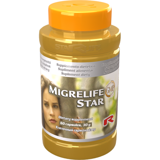 Migrelife Star migraine relief dietary supplement 60 capsules bottle