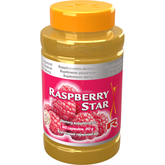 Raspberry Star dietary supplement bottle with 120 capsules for weight management and raspberry ketones support