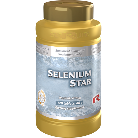 Selenium Star dietary supplement bottle with 120 tablets for antioxidant and immune support