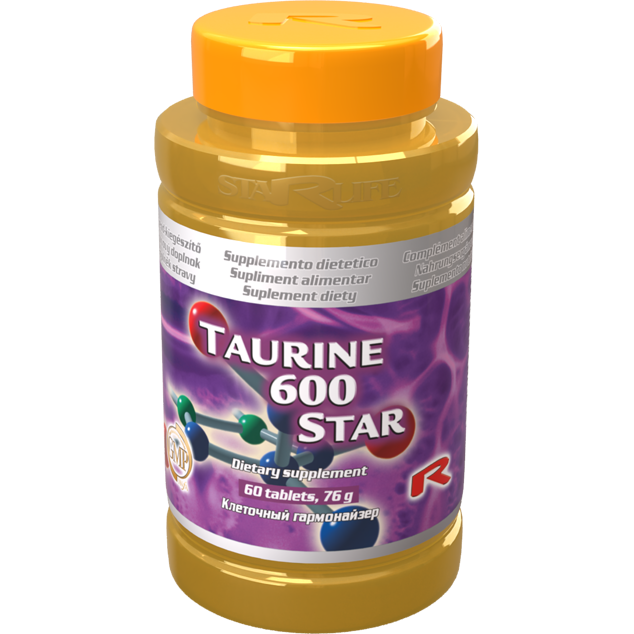 Taurine 600 Star dietary supplement bottle with 60 tablets for brain and physical performance enhancement