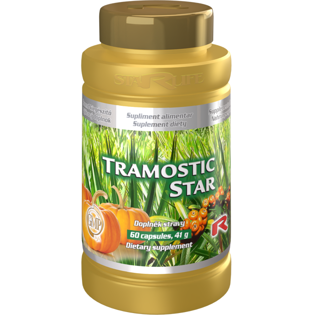Tramostic Star dietary supplement bottle with Serenoa repens for prostate and bladder health, 60 capsules