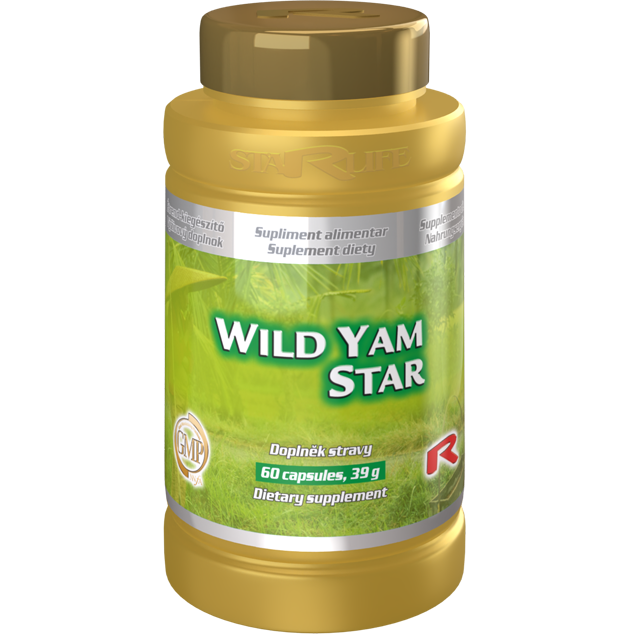 Wild Yam Star dietary supplement bottle with 60 capsules supporting hormone balance and immune health