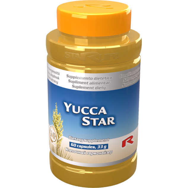 Yucca Star dietary supplement bottle with 60 capsules for cholesterol and digestion support