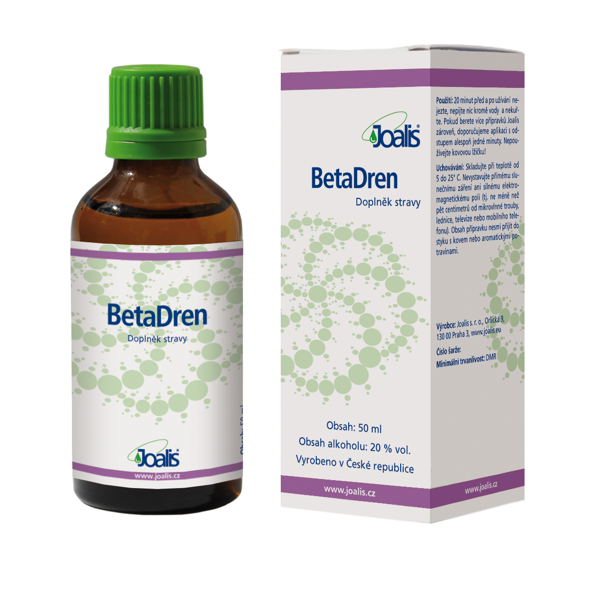 BetaDren 50ml dietary supplement for sugar metabolism support with plant extracts and 20% ethanol