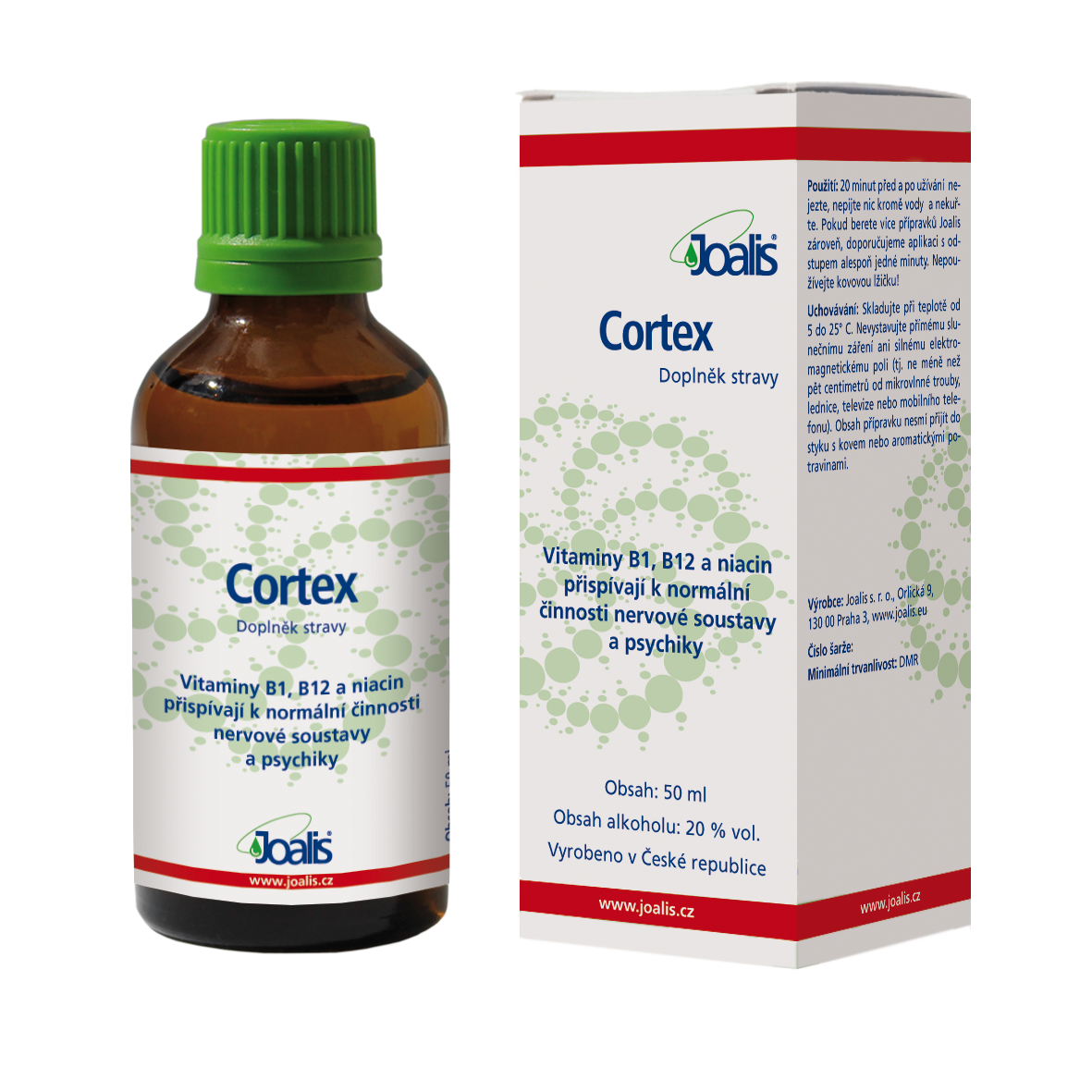 Cortex 50ml dietary supplement for reptilian brain support with vitamins B1, B12, niacin, Ginkgo biloba, and sea buckthorn.