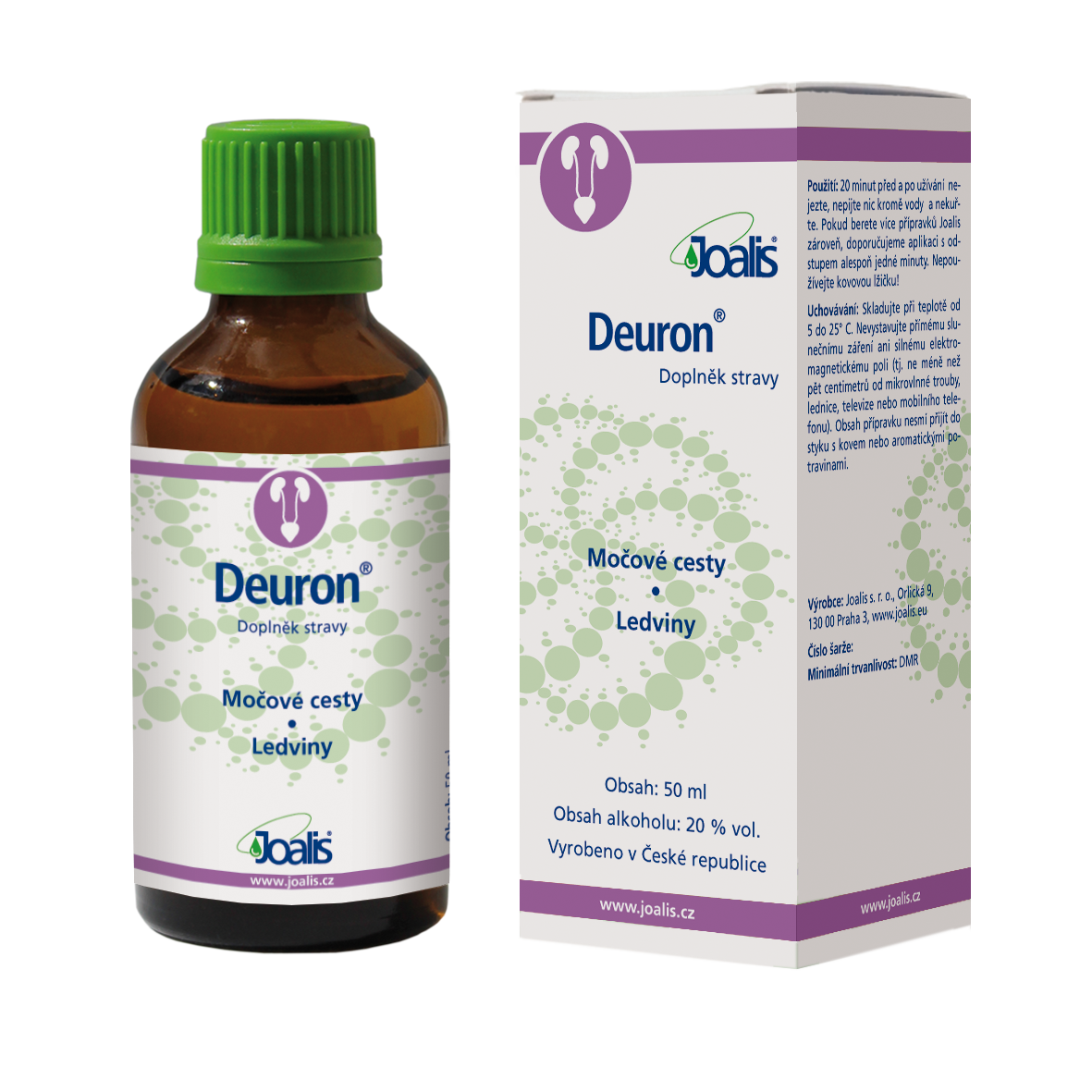 Deuron 50ml bottle and box for urinary tract and kidney health supplement