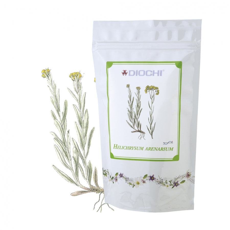 Helichrysum arenarium herbal tea package with plant illustration for liver and gallbladder support, 60g