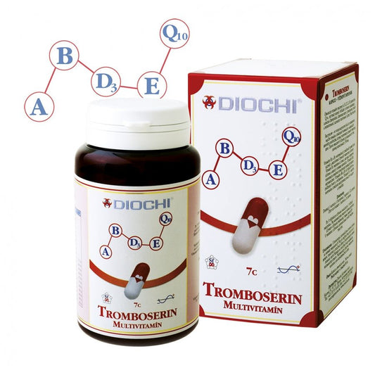 Tromboserin multivitamin capsules with vitamins A, B, D3, E, Coenzyme Q10 for blood clotting and metabolic health, 80 capsules