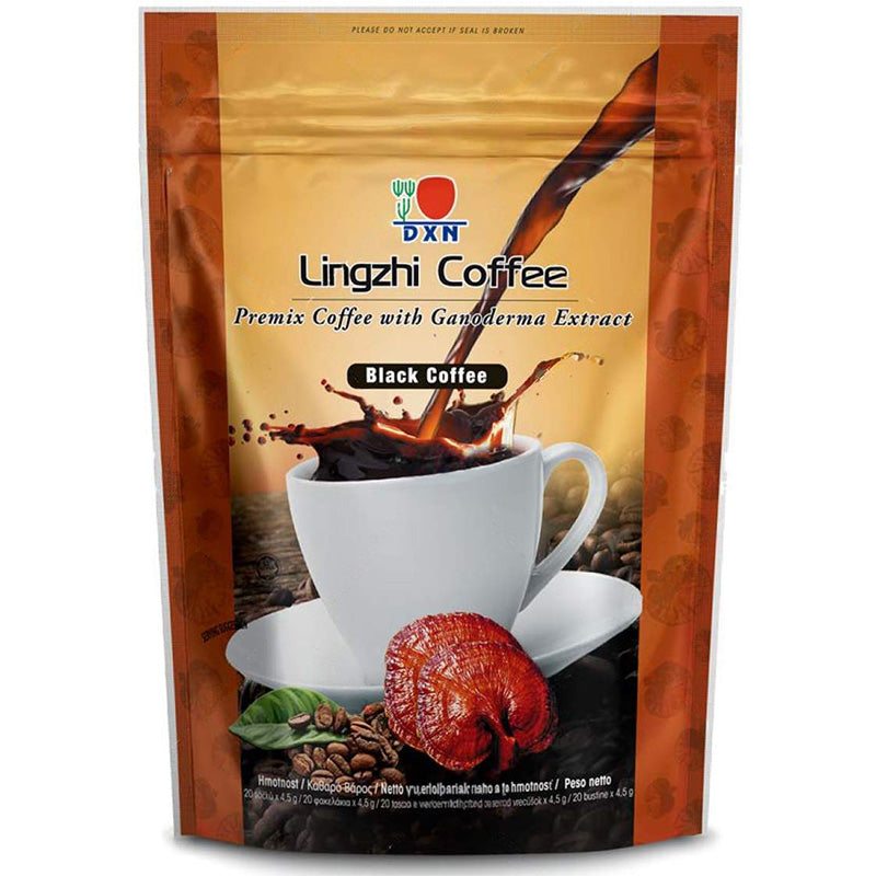 DXN Lingzhi Black Coffee 20 sachets with Ganoderma extract and bold flavor