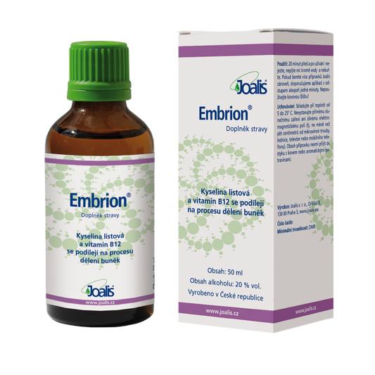 Joalis Embrion 50ml dietary supplement for digestive system diseases with vitamins B12 and folic acid.