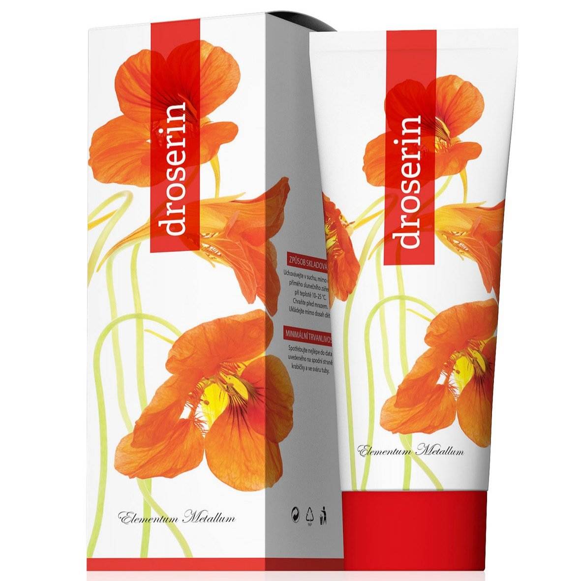 Droserin therapeutic regenerating cream for flu and respiratory tract diseases, 50 ml tube with floral design packaging