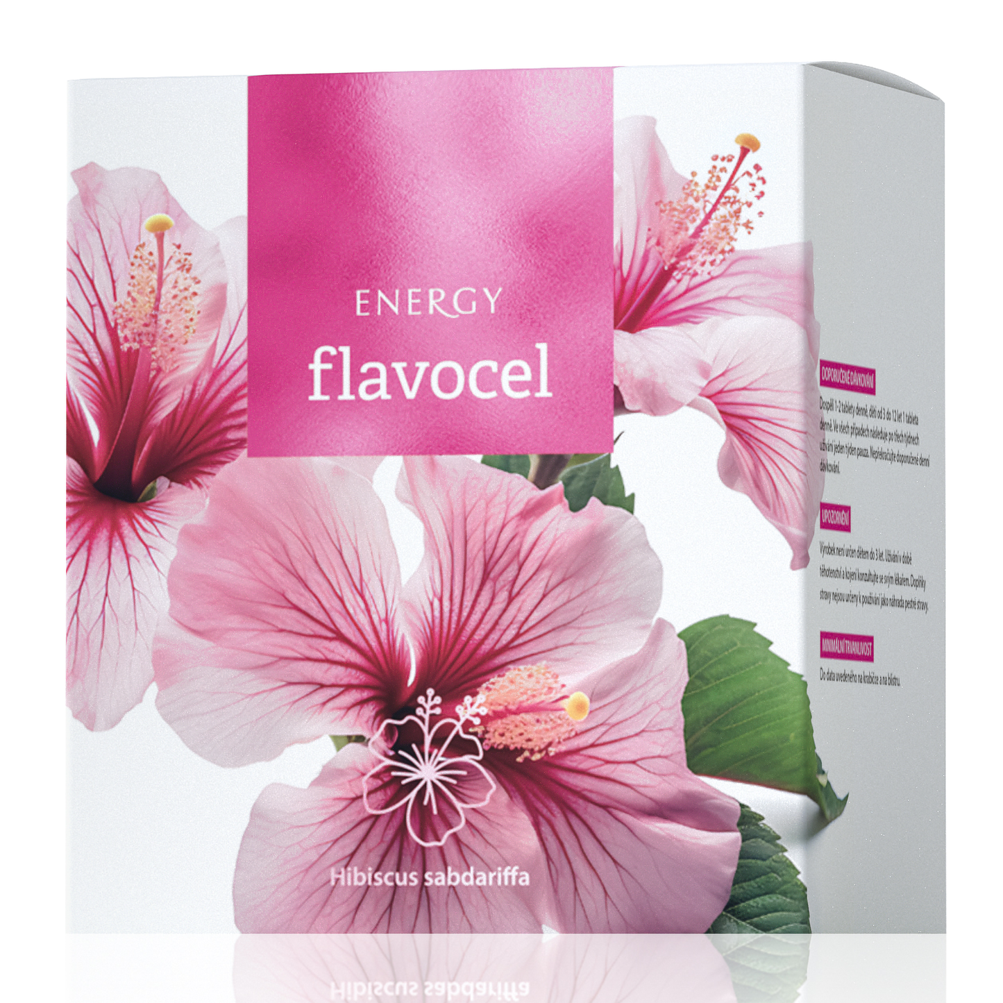Flavocel natural dietary supplement box with hibiscus extract for fatigue relief and immunity boost