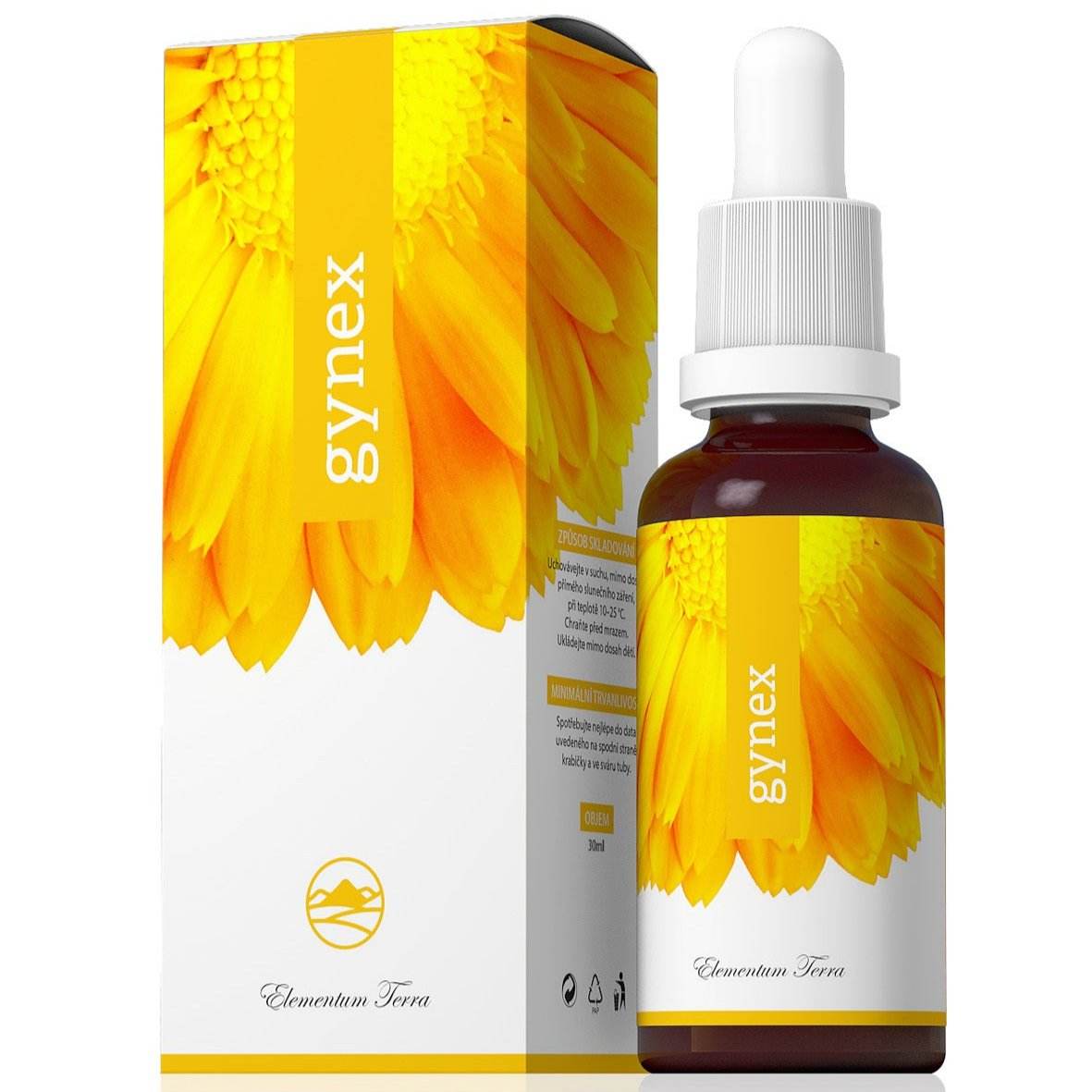 Gynex herbal concentrate 30ml bottle and box for menopause support