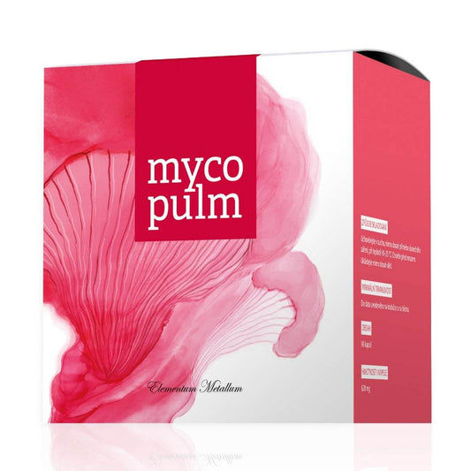 Mycopulm natural food supplement box with mushrooms extracts for lung and colon support