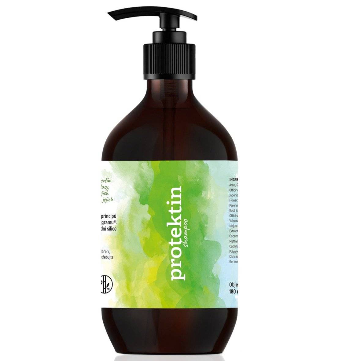 Protektin natural shampoo 180ml for oily, dandruff-prone, and damaged hair with herbal extracts and essential oils