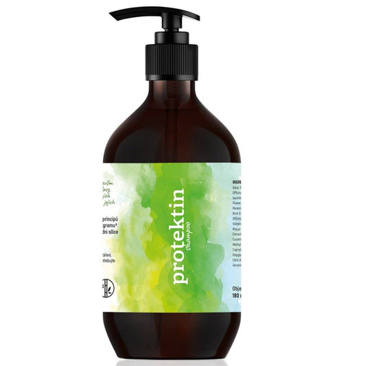 Protektin natural shampoo 180ml for oily, dandruff-prone, and damaged hair with herbal extracts and essential oils