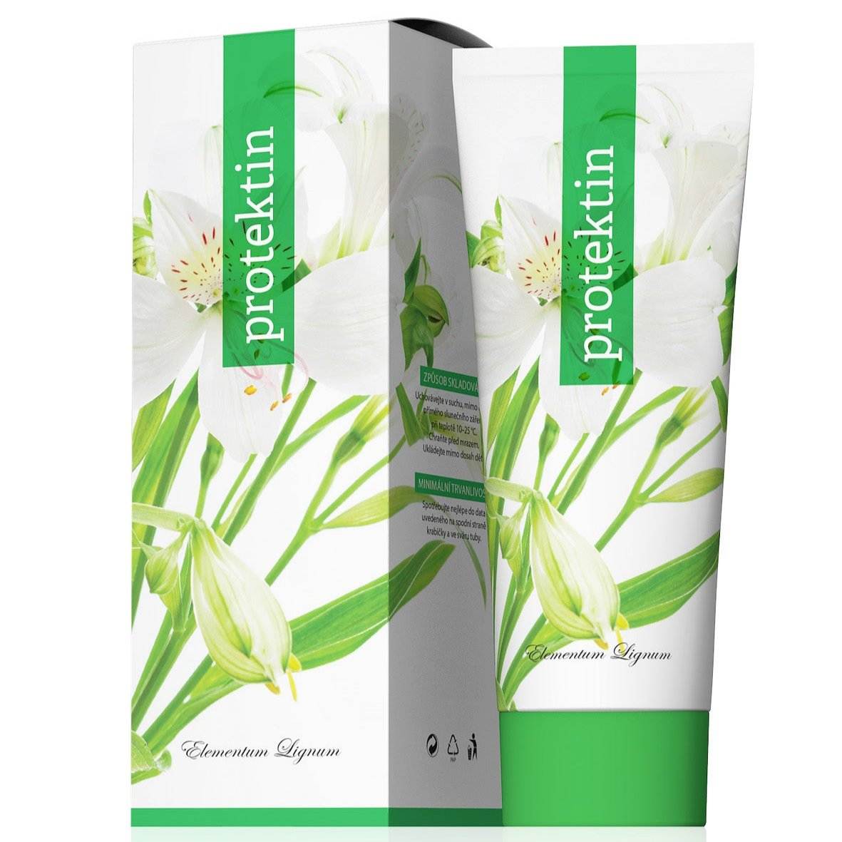 Protektin therapeutic cream for allergic skin reactions and eczema, 50 ml tube with botanical design