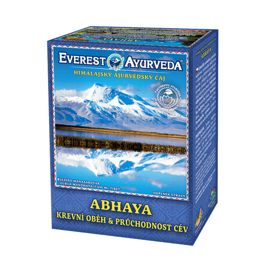 Everest Ayurveda Abhaya herbal tea for blood circulation and vascular health, 100g box from Nepal